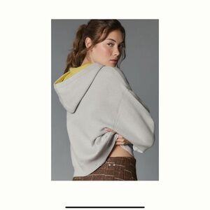 Anthro sweater sweatshirt gray chartreuse